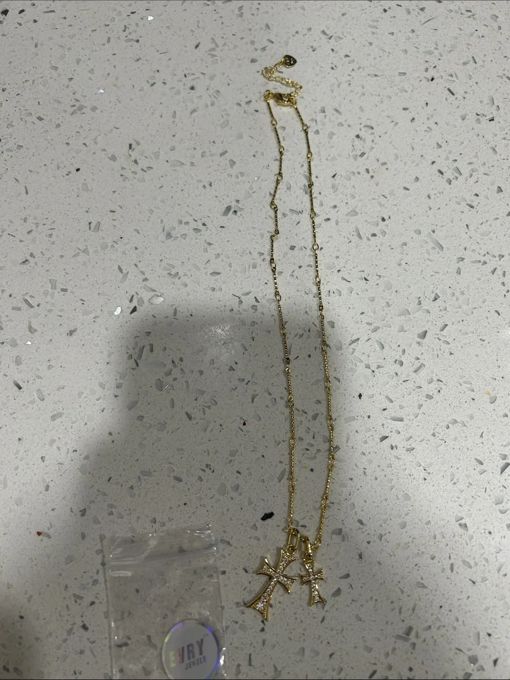 Double Gold Cross Necklace by Evry Jewels - Gold